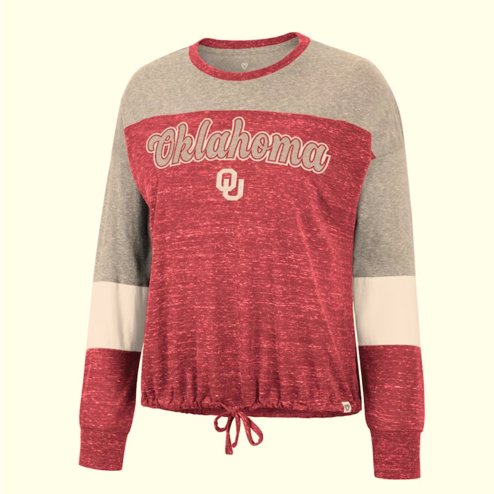 Women's Colosseum Crimson Oklahoma Sooners Joanna Tie Front Long Sleeve T-Shirt